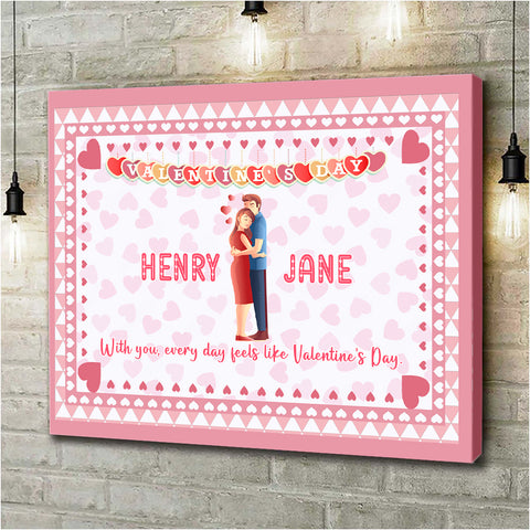 Image of Personalized Valentine Canvas, Couple Custom Name Canvas, Customized Valentine's Day Gifts