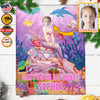 Personalized Birthday Blanket, Mermaid Princess 9th Birthday Face And Custom Name Blanket, Girl Birthday Blanket, Christmas Gifts, Birthday Gifts