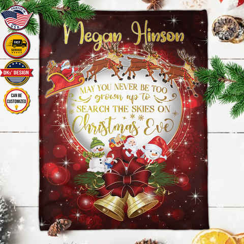 Image of Personalized Christmas Blanket, Christmas Eve Custom Name Blanket, Christmas Blanket, Baby Shower Gift, Christmas Gifts