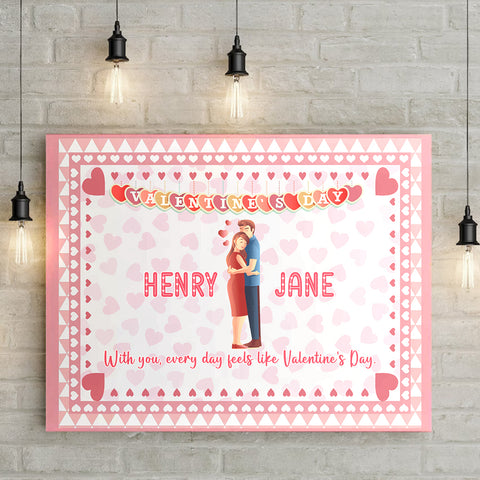 Image of Personalized Valentine Canvas, Couple Custom Name Canvas, Customized Valentine's Day Gifts