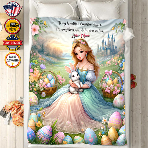 Image of Personalized Easter Blanket, To My Daugher Easter Custom Name Blanket, Blanket for Easter Day, Princess Blanket for Girl for Daughter, Easter Gift