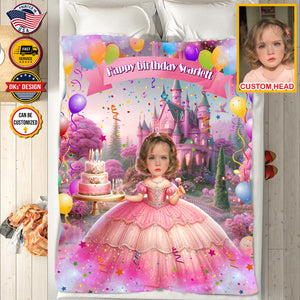 Personalized Baby Birthday Blanket, Custom Royal Girl Birthday Bliss Blanket, Fairy Tale Girl Blanket, Baby Shower Gift, Christmas Gifts