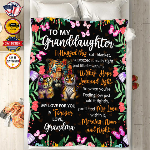 Image of Personalized Granddaughter Blanket, Custom Floral Granddaughter Blanket, To My Granddaughter Blanket, Message Blanket, Gift For Granddaughter