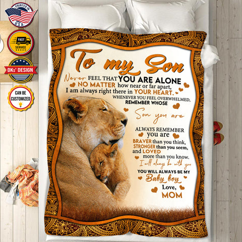 Image of Personalized Lion To My Son Custom Name Blanket, Message Blanket, Lion Blanket For Son, Son Lion Blanket, Boy Blanket, Gift For Son