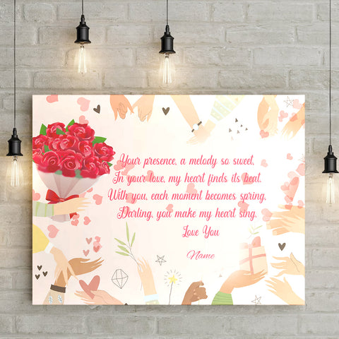 Image of Personalized Valentine Canvas, Your Presence Custom Name Canvas, Customized Valentine's Day Gifts