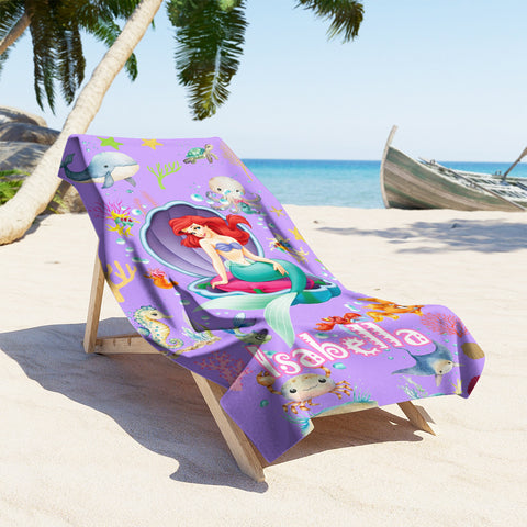 Image of Personalized Name Princess Mermaid Under The Sea Beach Towel