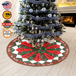 Personalized Name Christmas Tree Skirt, Family Names Tree Skirt, Christmas Tree Skirt 44″× 44″, Christmas Gift