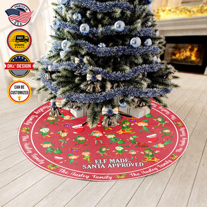 Personalized Name Tree Skirt, Christmas Elf Made Santa Approved Tree Skirt, 44″× 44″ Tree Skirt, Christmas Tree Decorations, Christmas Gifts