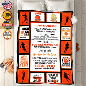 Personalized Baseketball Son Blanket, To My Son Basketball Blanket Gift, Message Blanket, Baseketball Lovers Blanket, Gift for Son,  Birthday Gift