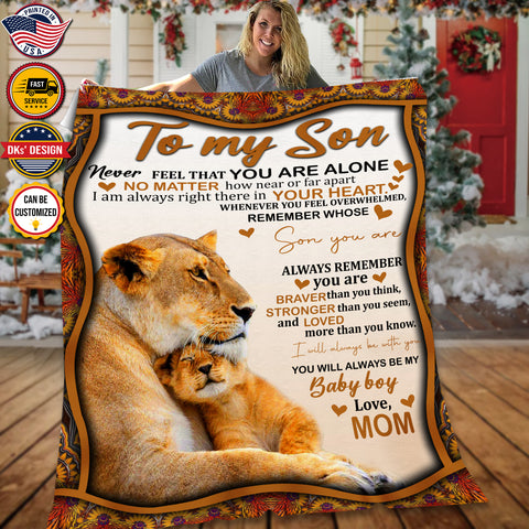Image of Personalized Son Blanket, Custom Lion Son Blanket, To My Son Blanket, Message Blanket, Lion Blanket For Son, Baby Shower Gift, Gift For Son
