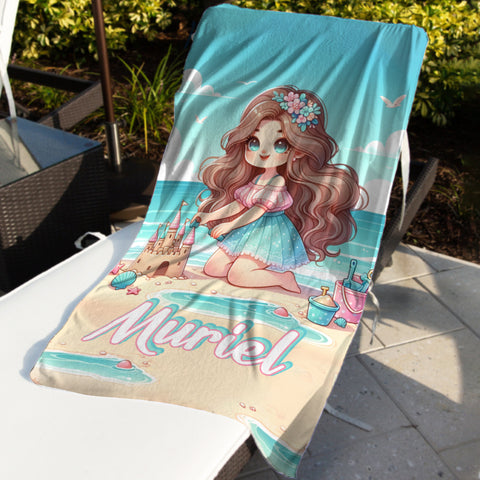 Image of Personalized Name Princess On The Beach Summer Beach Towel