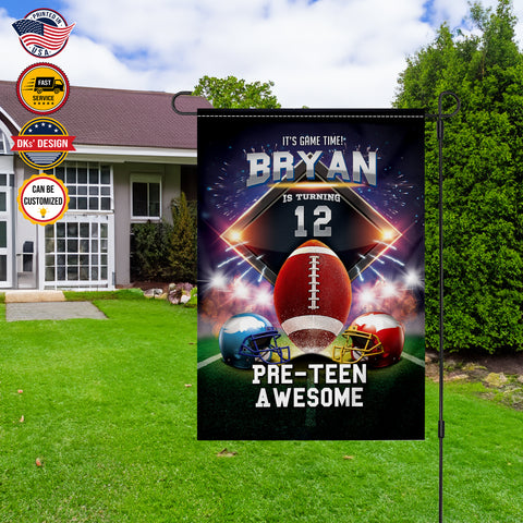 Image of Personalized Birthday Flag, Custom 12th Birthday American Football Flag, Pre-Teen Awesome Birthday Garden Flag, House Flag Birthday Gifts