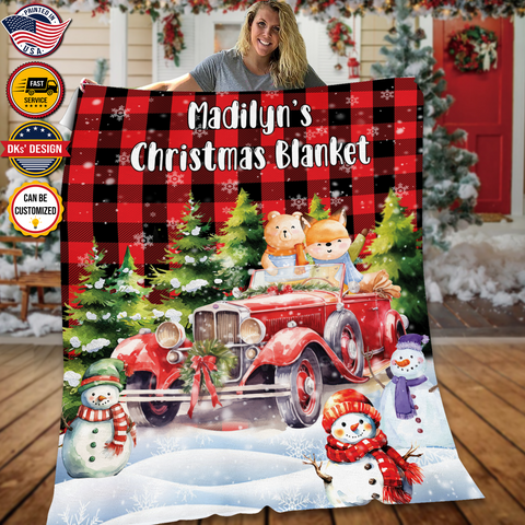 Image of Personalized Christmas Snow Custom Name Blanket, Personalized Christmas Blanket, Baby Snow Blanket, Baby Shower Gift, Christmas Gifts