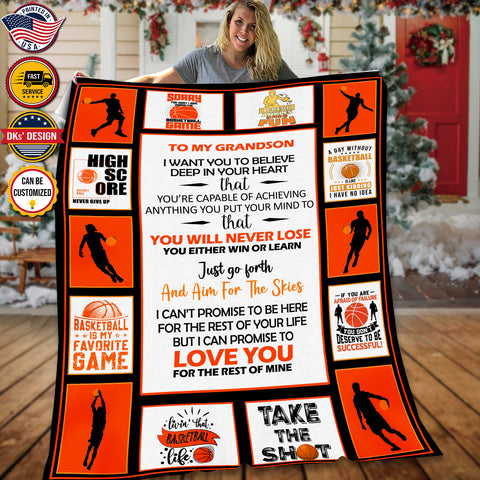 Image of Personalized Baseketball Son Blanket, To My Son Basketball Blanket Gift, Message Blanket, Baseketball Lovers Blanket, Gift for Son,  Birthday Gift