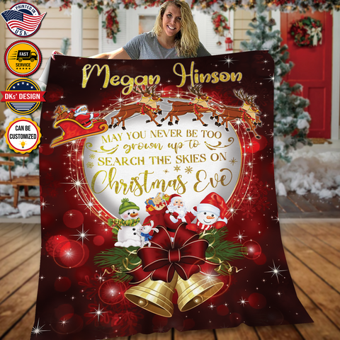 Image of Personalized Christmas Blanket, Christmas Eve Custom Name Blanket, Christmas Blanket, Baby Shower Gift, Christmas Gifts