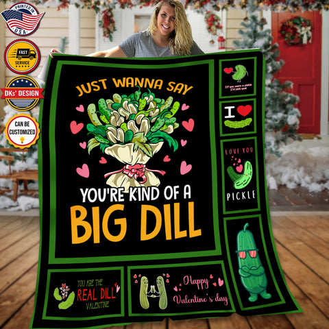 Image of Personalized Valentine Blanket, Custom Funny Pickle Blanket, Big Dill Blanket, Valentine's Gift,