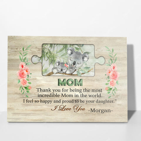 Image of Personalized Mom Canvas, Custom Koala Mom Canvas, Thank You Mom Canvas Wallarts From Daughter, Mother's Day Gifts