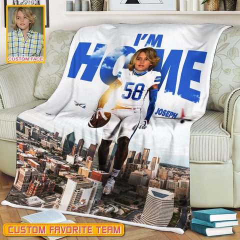 Image of Personalized Name & Photo I'm Home American Football Blanket, Sport Blanket, Football Lover Gift