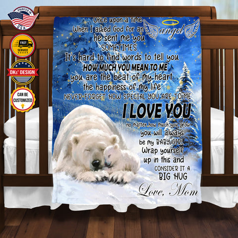Image of Personalized Daughter Blanket, Custom Polar Bear Daughter Blanket, To My Daughter Blanket, Message Blanket, Baby Shower Gift, Gift For Daughter