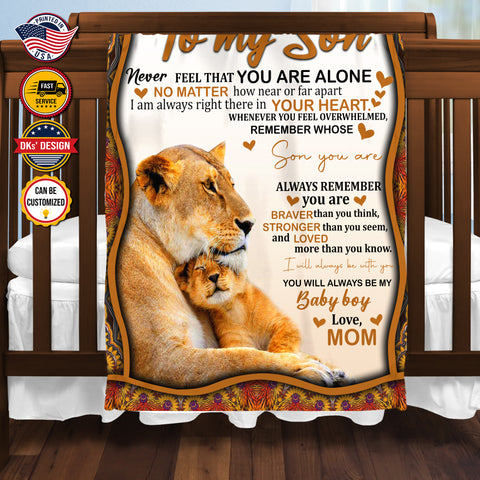 Image of Personalized Son Blanket, Custom Lion Son Blanket, To My Son Blanket, Message Blanket, Lion Blanket For Son, Baby Shower Gift, Gift For Son