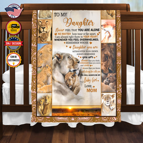 Image of Personalized Daughter Blanket, Lions To My Daughter Blanket, Message Blanket, Birthday Gifts, Christmas Gifts for Girl for Daughter