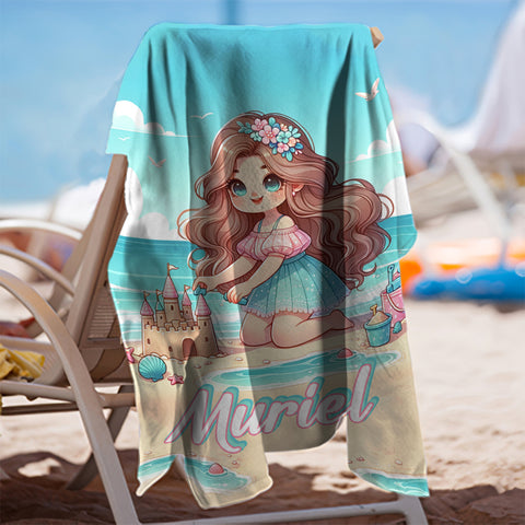 Image of Personalized Name Princess On The Beach Summer Beach Towel