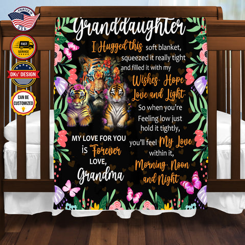 Image of Personalized Granddaughter Blanket, Custom Floral Granddaughter Blanket, To My Granddaughter Blanket, Message Blanket, Gift For Granddaughter