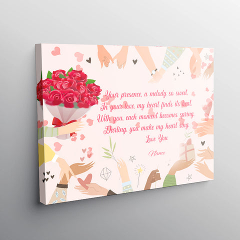 Image of Personalized Valentine Canvas, Your Presence Custom Name Canvas, Customized Valentine's Day Gifts