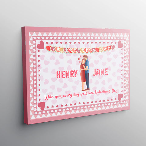 Image of Personalized Valentine Canvas, Couple Custom Name Canvas, Customized Valentine's Day Gifts