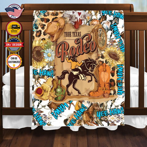 Image of Personalized Cowboy Blanket, True Texas Rodeo Yee-Haw Blanket, Custom Christmas Cowboy Blanket, Birthday Gifts, Christmas Gifts