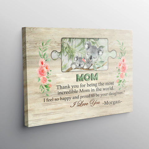 Image of Personalized Mom Canvas, Custom Koala Mom Canvas, Thank You Mom Canvas Wallarts From Daughter, Mother's Day Gifts