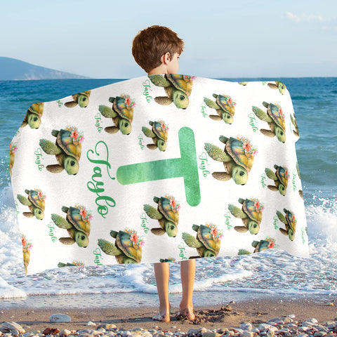 Image of Personalized Name Turtle Lovers For Kid Sea Animal Beach Towel