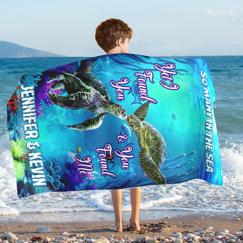Image of Personalized Name So Many In The Sea We Found Each Other Turtle Beach Towel