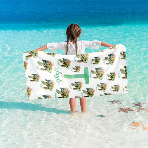 Image of Personalized Name Turtle Lovers For Kid Sea Animal Beach Towel