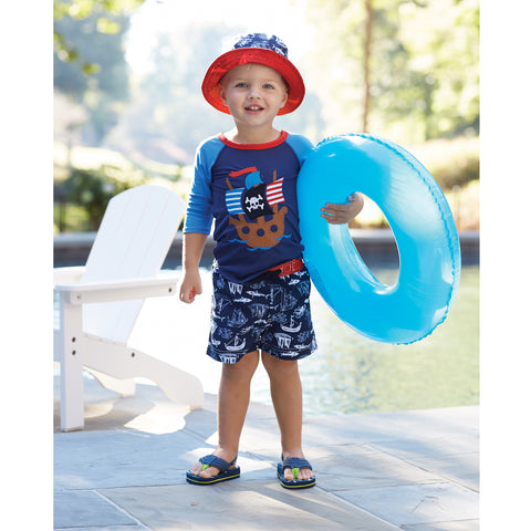 Image of Mud Pie Baby Boy Pirate Ship Swim Rash Guard