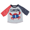 Mud Pie Baby Boy Clawesome Crab Long Sleeve Raglan T-Shirt