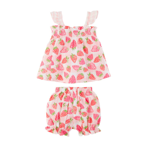 Image of Mud Pie Little Girls' Strawberry Short Set