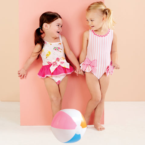 Image of Mud Pie Baby Girl Pink Popsicle Swimsuit