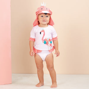 Mud Pie Baby Girl Flamingo Rash Guard Set Swimsuit