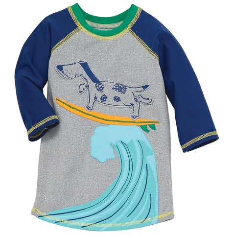 Image of Mud Pie Baby Boy Surfing Dog Rash Guard
