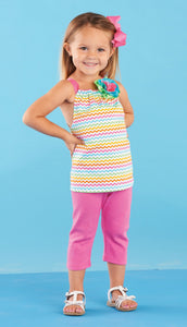 Mud Pie Little Girl Rainbow Grosgrain Ribbon Outfit Set