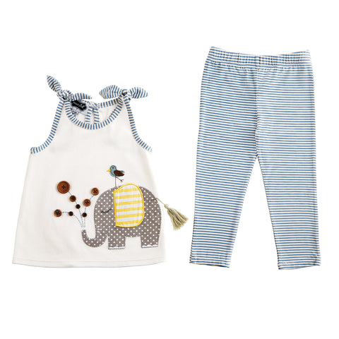 Image of Mud Pie Little Girl Elephant Tunic And Legging Set