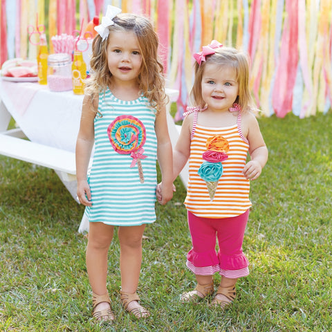 Image of Mud Pie Baby Girl Lollipop Stripe Casual Playwear Sleeveless Sun Dress