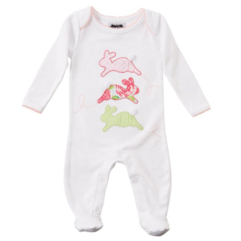 Image of Mud Pie Baby Girl Easter Bunny Footie Sleeper