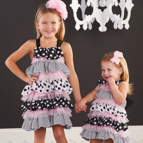 Image of Mud Pie Little Girl Polka Dot Ruffle Dress