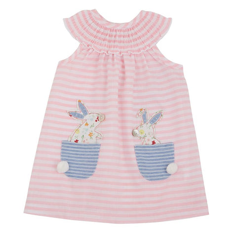 Image of Mud Pie Baby Girl Easter Bunny Pocket Dress