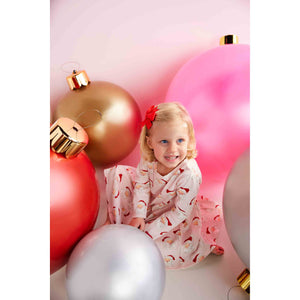 Mud Pie Little Girls' Holiday Christmas Pink Vintage Santa Dress