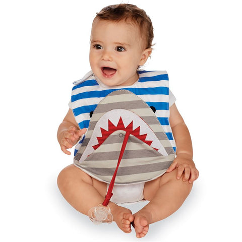 Image of Mud Pie Baby Boy Shark With Pacifiers Bib