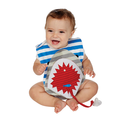Image of Mud Pie Baby Boy Shark With Pacifiers Bib