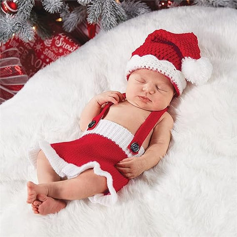 Image of Mud Pie Baby Girl Christmas Santa Knitted Skirt & Hat Set